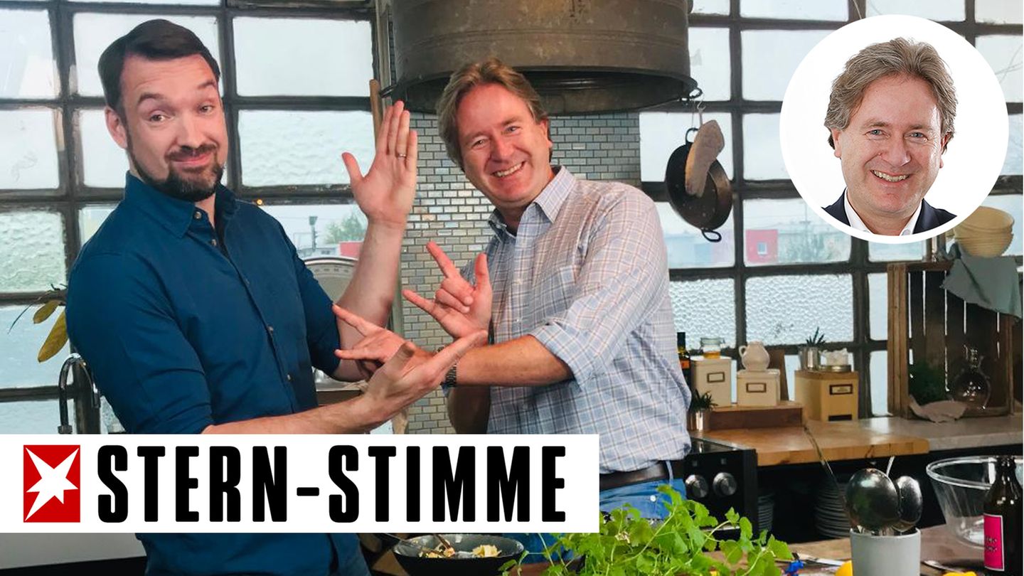 F. Behrendt: Der Guru der Gelassenheit: Einsatz am Herd: Frank Behrendt mit Foodboom-Gründer Sebastian Heinz Einsatz am Herd: Frank Behrendt mit Foodboom-Gründer Sebastian Heinz