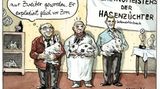 Geflügelter Bleistift in Gold.  Beste Einzelkarikatur. Greser & Lenz  "Hasenzüchter"