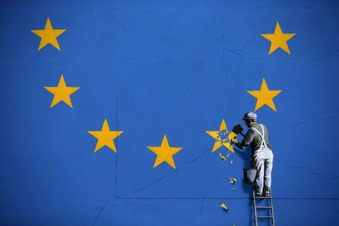 Ein Wandgemälde des britischen Künstlers Banksy zum bevorstehenden Brexit (Symbolbild)