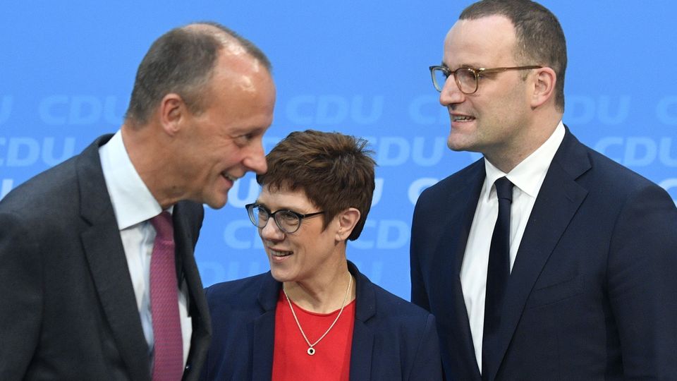 Friedrich Merz, CDU-Generalsekretärin Annegret Kramp-Karrenbauer und Gesundheitsminister Jens Spahn