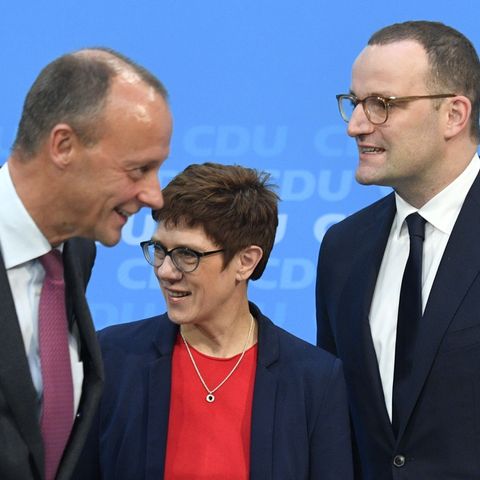 Friedrich Merz, CDU-Generalsekretärin Annegret Kramp-Karrenbauer und Gesundheitsminister Jens Spahn