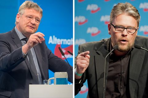 Jörg Meuthen, links, und Guido Reil: Zwei Kandidaten der AfD fürs Europaparlament