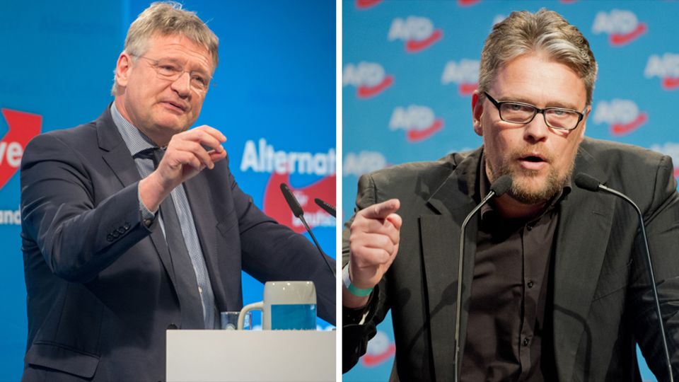 Jörg Meuthen, links, und Guido Reil: Zwei Kandidaten der AfD fürs Europaparlament