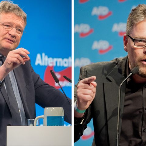 Jörg Meuthen, links, und Guido Reil: Zwei Kandidaten der AfD fürs Europaparlament