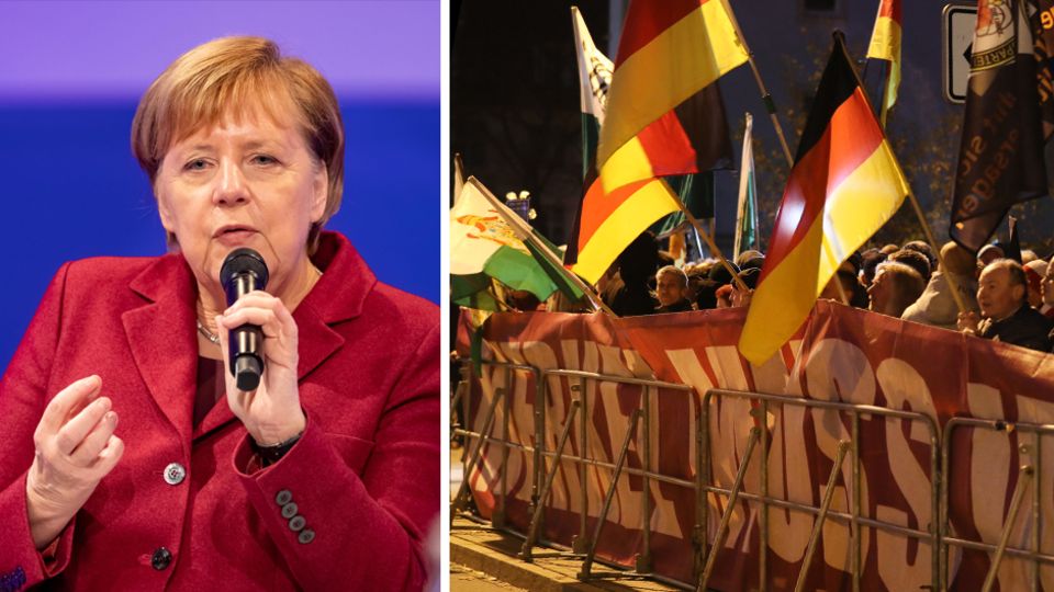 Bundeskanzlerin Angela Merkel, Demonstranten in Chemnitz
