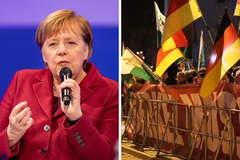 Bundeskanzlerin Angela Merkel, Demonstranten in Chemnitz