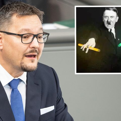 AfD-Abgeordnete Stefan Keuter und ein tanzender Adolf Hitler