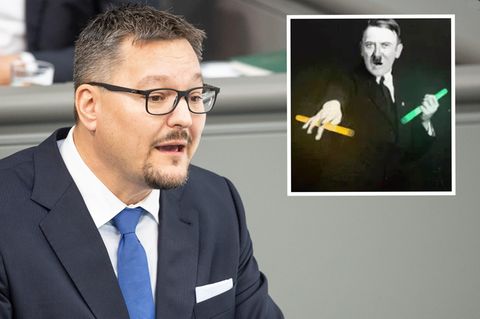 AfD-Abgeordnete Stefan Keuter und ein tanzender Adolf Hitler