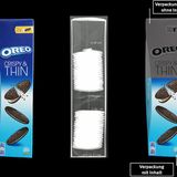 So sieht die Packung Oreo-Kekse im Röntgenbild aus. Die Kekse füllen nur etwa die Hälfte der Verpackung aus, der Rest sind Zwischenräume.