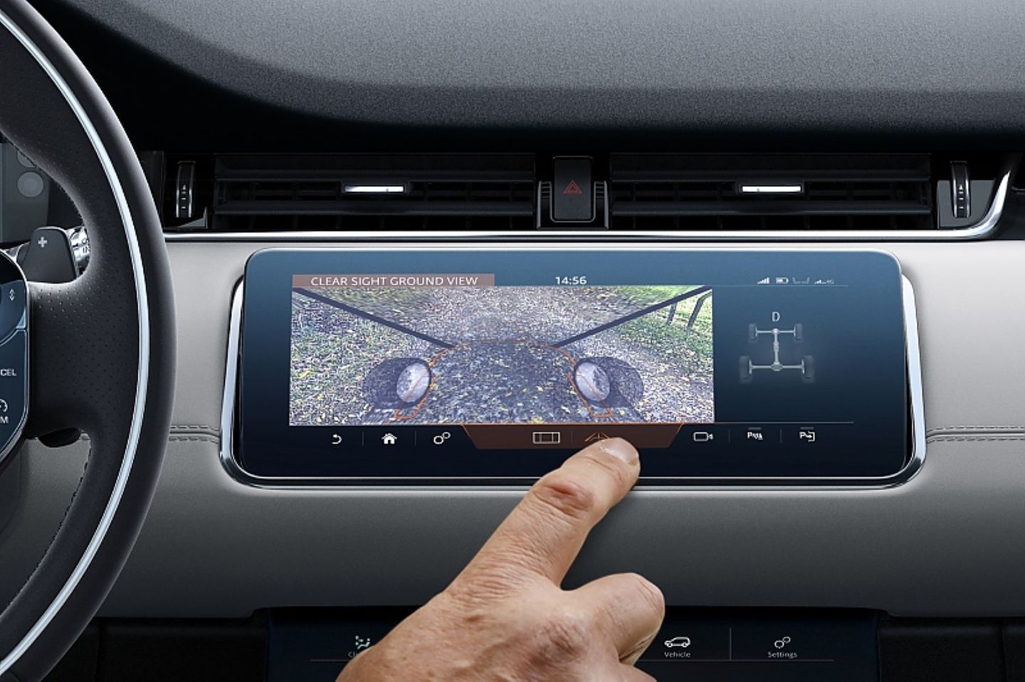Range Rover Evoque 2019 - eine Kamera blickt durch die Haube