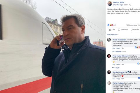 CSU-Politiker Markus Söder beim Telefonieren