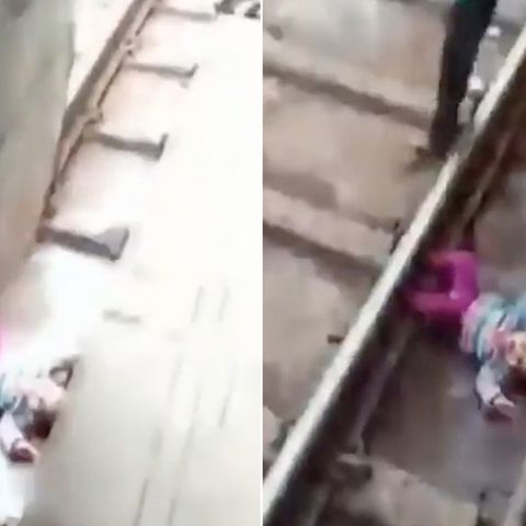 Indien: Schreckmoment für Eltern: Baby fällt auf Gleis vor hereinfahrenden Zug