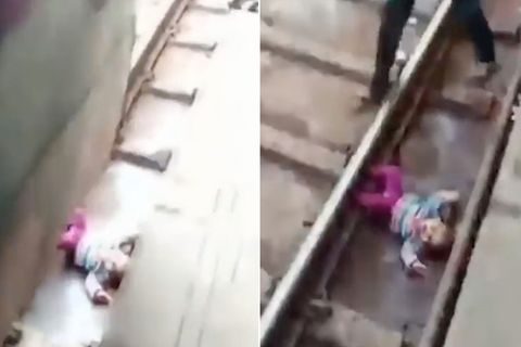 Indien: Schreckmoment für Eltern: Baby fällt auf Gleis vor hereinfahrenden Zug