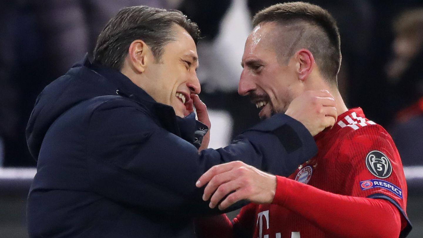 Niko Kovac und Franck Ribery beim klaren Sieg über Benfica Lissabon in der Champions League