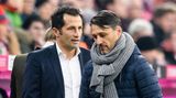 Hasan Salihamidzic (l), Sportdirektor von FC Bayern, und Trainer Niko Kovac vom FC Bayern München