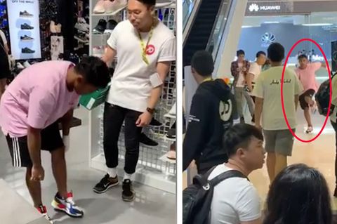 Internet-Challenge: Kunden laufen mit unbezahlten Schuhen weg: Dieser fiese Streich ist der Horror für Verkäufer