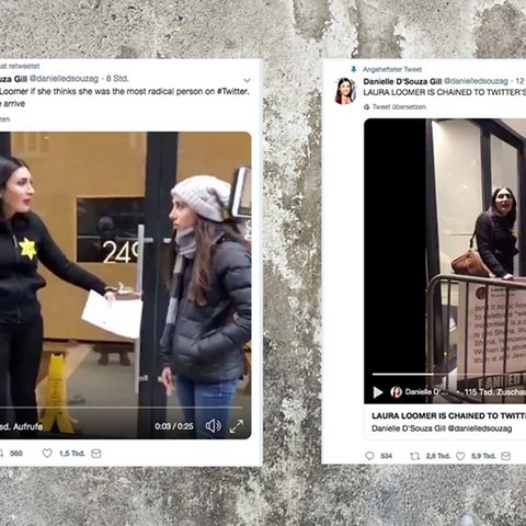 Laura Loomer kettete sich an die Tür des Twitter-Gebäudes in New York