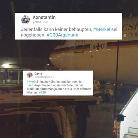 Auf dem Weg zum G20-Gipfel: "Gehört der Regierungsflieger zur Deutschen Bahn?" - das Netz amüsiert sich über Merkels Pannenflug