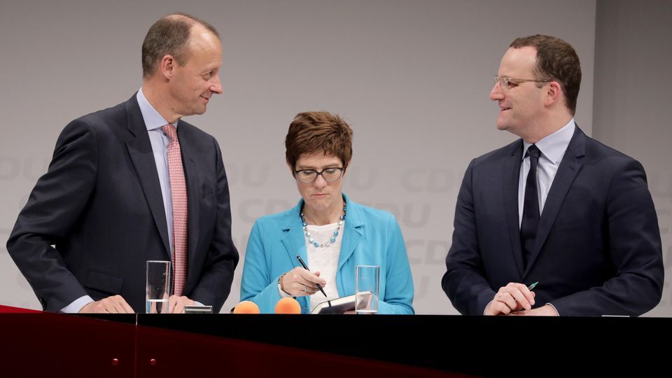 Friedrich Merz, Annegret Kramp-Karrenbauer und Jens Spahn