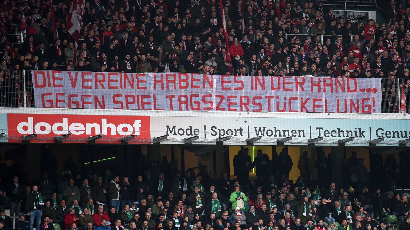"Gegen Spieltagszerstückelung" sind die Fans dort.