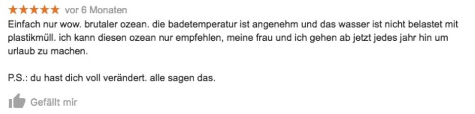 Google-Bewertung für den Antarktischen Ozean