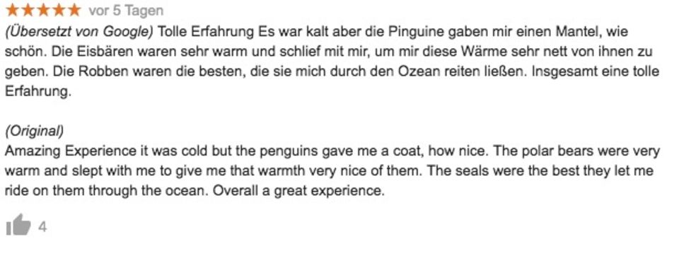 Google-Bewertung zum Arktischen Ozean Google-Bewertung zum Arktischen Ozean