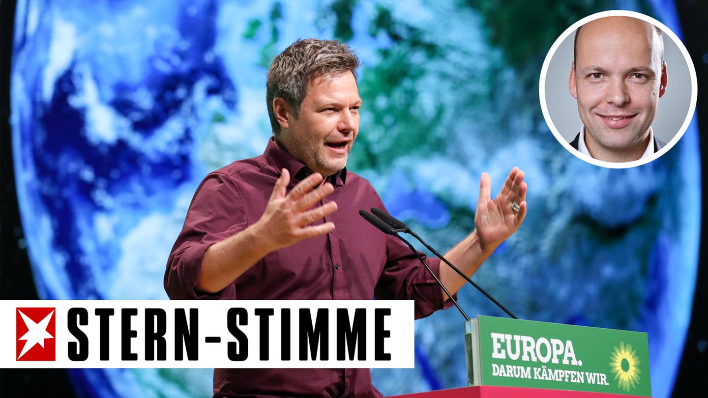 Robert Habeck, Bundesvorsitzender der Grünen, beim Parteitag in Leipzig