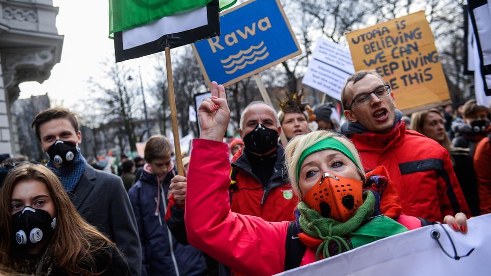 Demonstranten während der UN-Klimakonferenz in Katowice