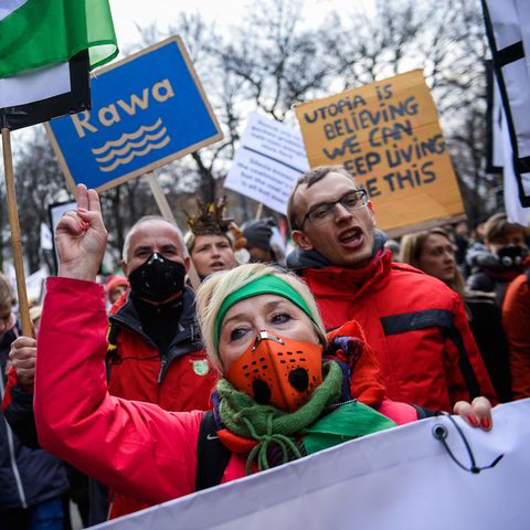 Demonstranten während der UN-Klimakonferenz in Katowice