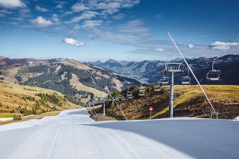 Skipisten-Präparierung am 12. Oktober 2018 am Resterkogel in den Kitzbüheler Alpen