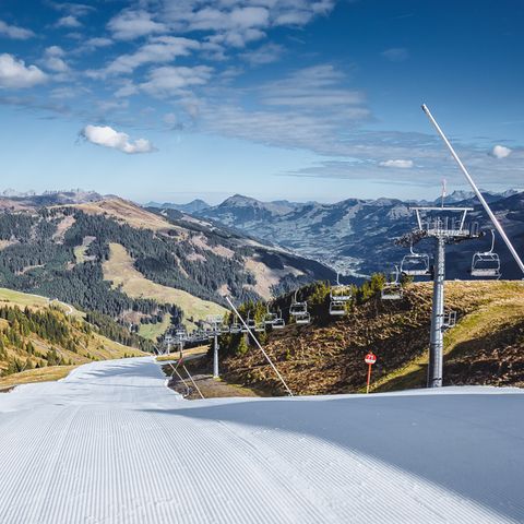 Skipisten-Präparierung am 12. Oktober 2018 am Resterkogel in den Kitzbüheler Alpen
