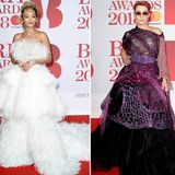 Brit Awards, London  Wie gut, dass es bei den Brit Awards um Musik geht und nicht um Mode. Denn bei den Outfits der diesjährigen Verleihung konnte man nur mit dem Kopf schütteln. Sängerin Rita Ora kam als weißer Fell-Yeti, Schauspielerin Noomi Rapace (M.) kleidete sich in ein violettes Netz-Ungetüm und Musikerin Dua Lipa (r.) versank in einer rosa Tüll-Bombe.