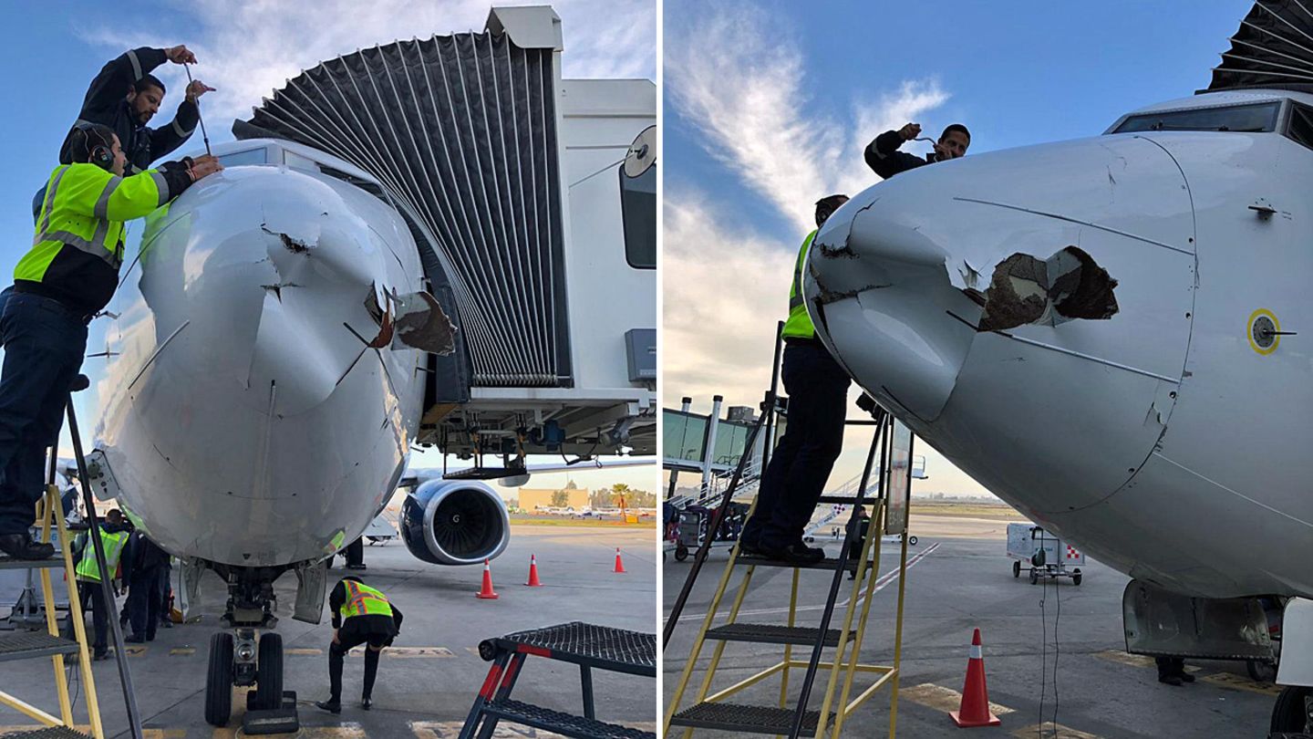 Die Boeing 737 der Airline Aeromexico nach der Landung in Tijuana
