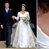 Hochzeit von Prinzessin Eugenie und Jack Brooksbank, Schloss Windsor  Fünf Monate nach ihrem Cousin Prinz Harry heiratete auch Prinzessin Eugenie auf Schloss Windsor. Für ihre Trauung mit dem Unternehmer Jack Brooksbank ließ sich die 28-Jährige von Designer Peter Pilotto eine Seidenrobe schneidern. Spektakulär war nicht nur die meterlange Schleppe, sondern auch die Rückenansicht: Eugenie wählte ein Kleid, das ihre Narbe zwischen den Schulterblättern offenbarte. Im Alter von zwölf Jahren musste die Tochter von Prinz Andrew operiert werden, weil sie an Skoliose leidet, einer Verkrümmung der Wirbelsäule.