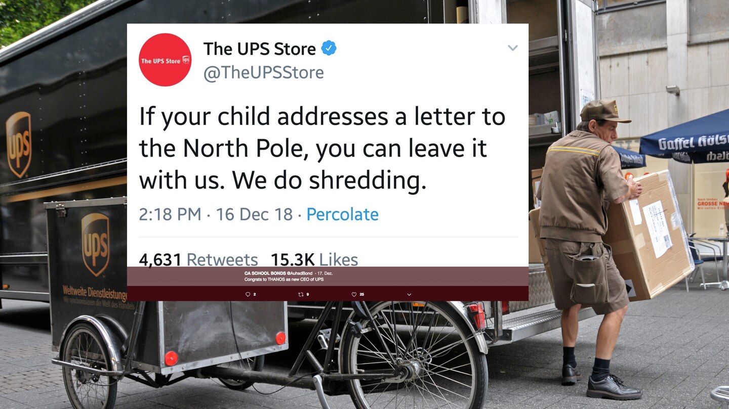 Paketzusteller UPS versucht witzig zu sein – und erntet Shitstorm