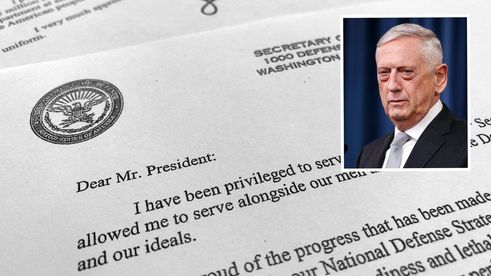 Rücktrittsschreiben im Wortlaut: Seinen Rücktritt machte Verteidigungsminister James Mattis in einem persönlichen Schreiben an US-Präsident Trump öffentlich Seinen Rücktritt machte Verteidigungsminister James Mattis in einem persönlichen Schreiben an US-Präsident Trump öffentlich