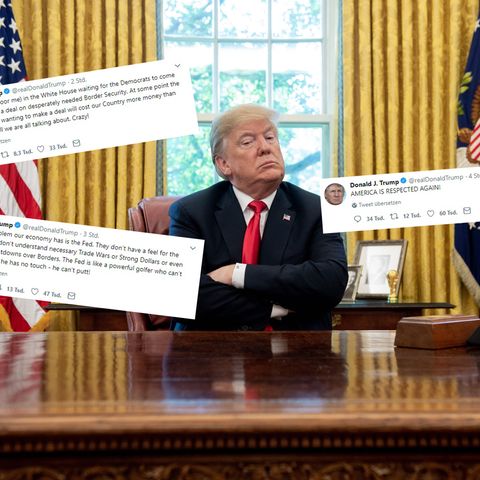Donald Trump allein im Weißen Haus