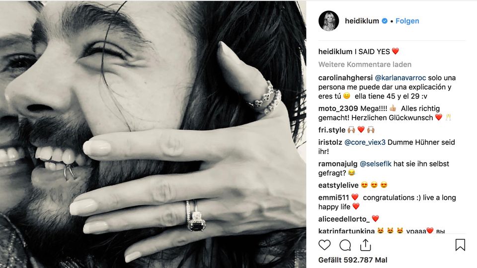 Instagram-Post: Glückwünsche und Kritik – so fallen die Reaktionen auf Heidi Klums Verlobung aus Instagram-Post: Glückwünsche und Kritik – so fallen die Reaktionen auf Heidi Klums Verlobung aus