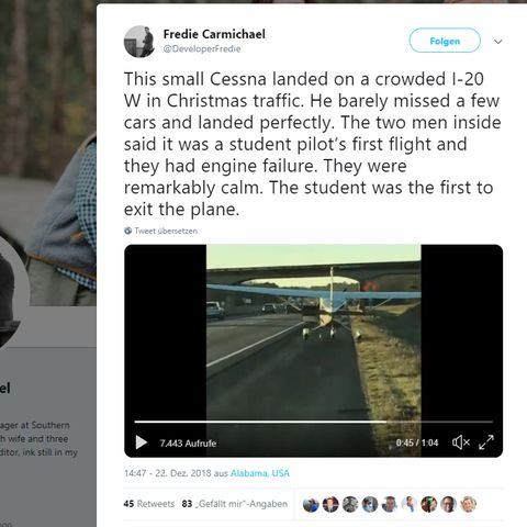 Die Familie wurde von der landenden Cessna überrascht.