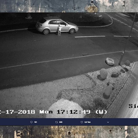 Mann setzt Hund auf der Straße aus