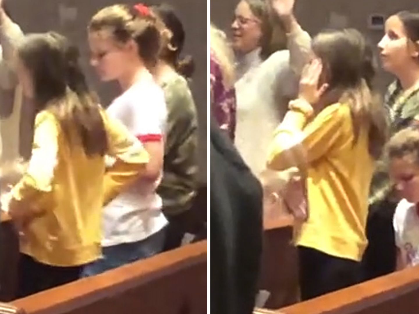 Während des Gottesdienstes: Dieses Mädchen betet nicht, sie macht etwas  viel besseres