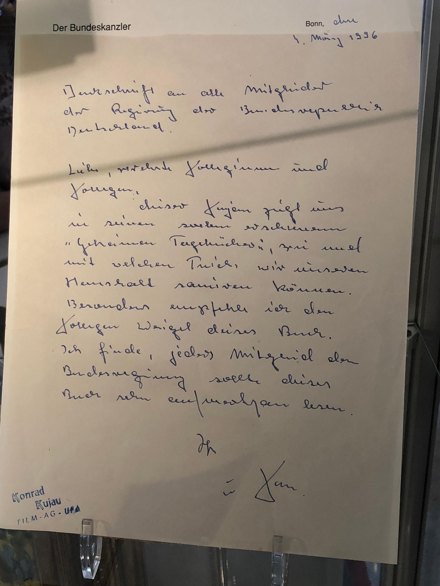 Gefälschter Brief von Helmut Kohl