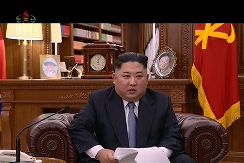 Nordkoreas Machthaber Kim Jong Un bei seiner Neujahrsansprache