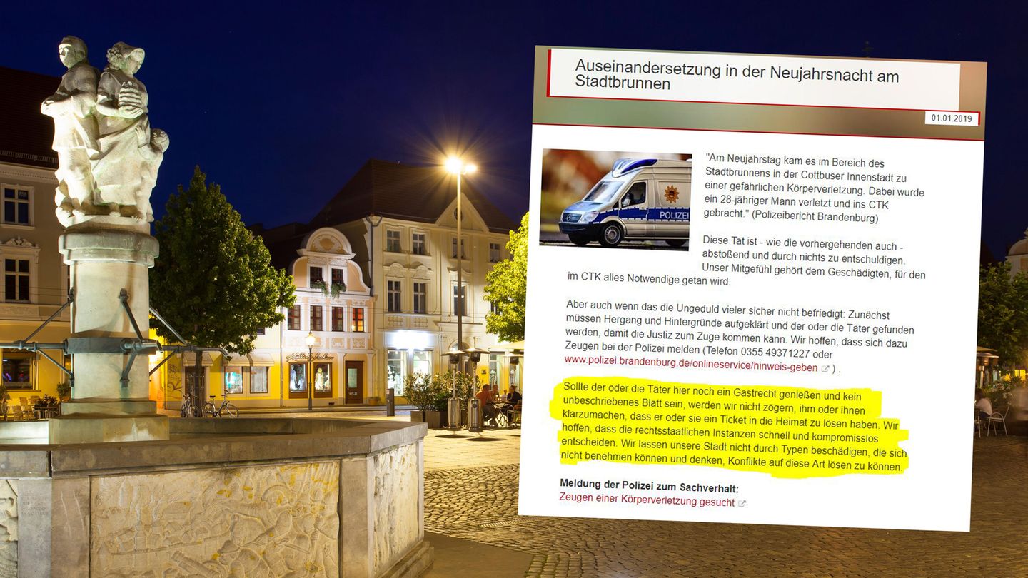 Stadtbrunnen in Cottbus, Pressemitteilung der Stadtverwaltung