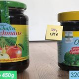 Kandidat 5: Obstwiese Rheinisches Apfelkraut von Grafschafter  Das Apfelkraut hat einen neuen Namen und kommt nicht mehr im 450-Gramm-Pott, sondern im 320-Gramm-Glas. Unverändert blieben dagegen nicht nur die Inhaltsstoffe, sondern bei bei vielen Händlern auch der Preis, berichtet die Verbraucherzentrale. Dies entspreche einer Verteuerung um 41 Prozent. Grafschafter begründet den Schritt damit, dass sich der Bedarf der Verbraucher "mehrheitlich zu Gunsten kleinerer Verbrauchseinheiten entwickelt" habe, weshalb die großen Gläser "immer weniger nachgefragt wurden und die Produkte nicht mehr wirtschaftlich produziert werden konnten". Hier geht's zur Abstimmung über die Mogelpackung des Jahres