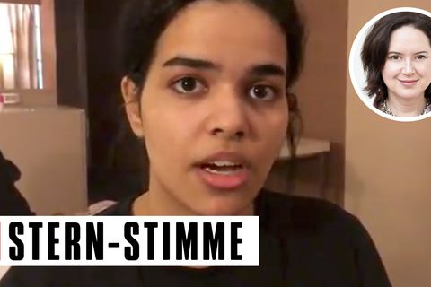 Rahaf Mohammed al-Kunun in einem Hotelzimmer am internationalen Flughafen in Bangkok