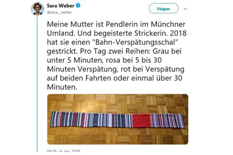 Von Pendlerin gestrickt: Bahn-Verspätungsschal wird im Internet versteigert - Preis schon im vierstelligen Bereich