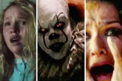 Collage: Erschrockene Gesichter, Clown