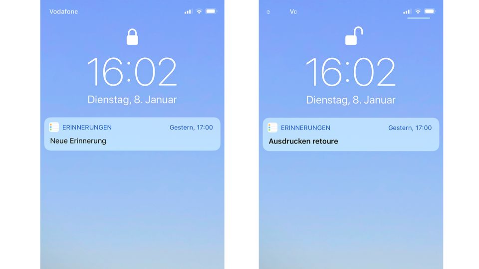 Smartphone-Sicherheit: Schaltet man die Vorschau im gesperrten Lockscreen aus, ist nur bei entsperrtem iPhone eine lesbare Benachrichtigung zu sehen Schaltet man die Vorschau im gesperrten Lockscreen aus, ist nur bei entsperrtem iPhone eine lesbare Benachrichtigung zu sehen