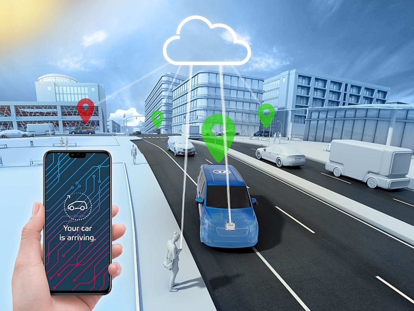 Das ZF Robo-Taxi interagiert mit er Umwelt
